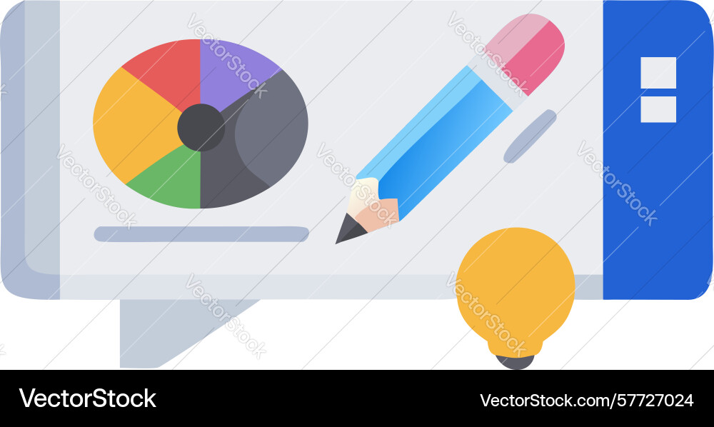 Mobile graphic design app with chart and idea vector image