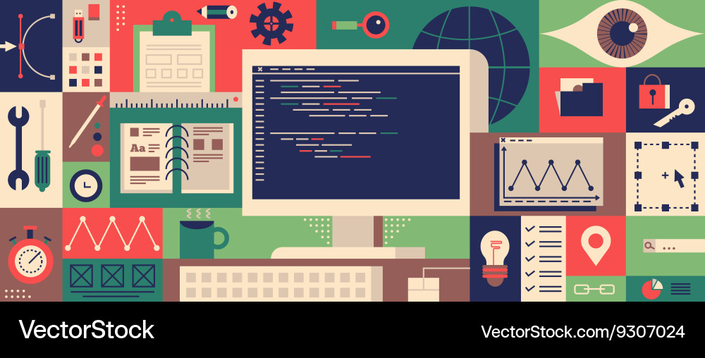 Modern Web Development Workspace vector image