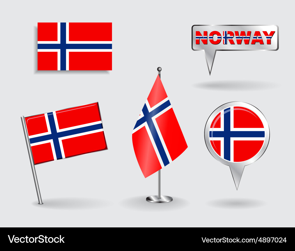 Norwegische Karte Pointer Flaggen Set vektorbild