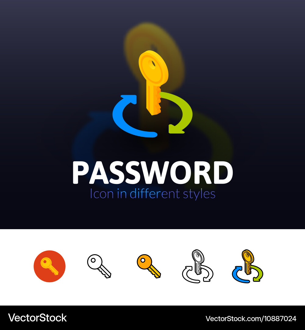 Password icon in different style vector image