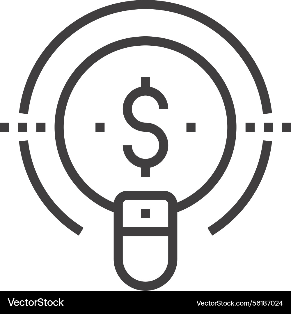 Pay per click flat line web icon Pay per click flat line web icon vector image