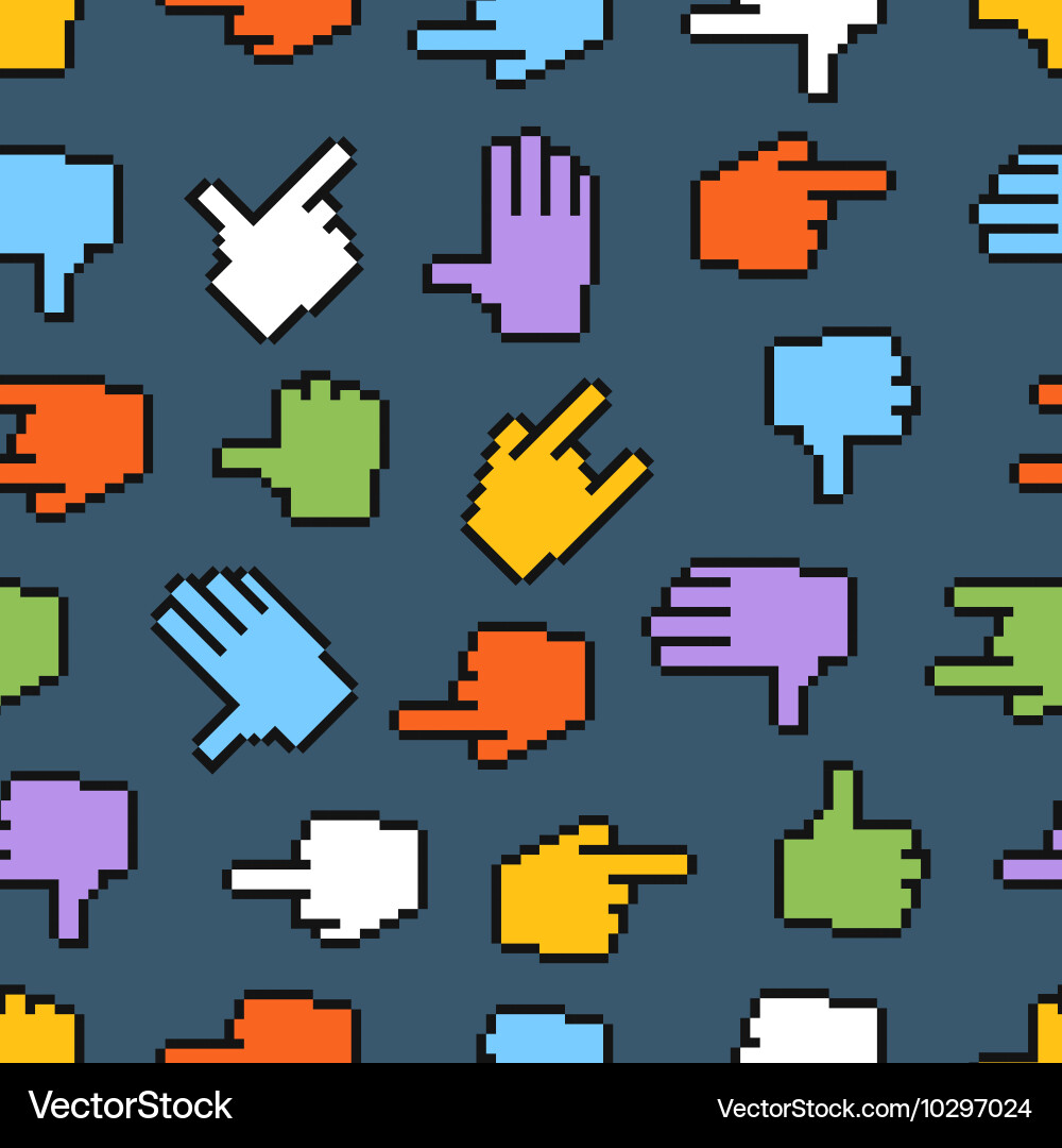 Pixel Hand Cursor Pattern Vector Image