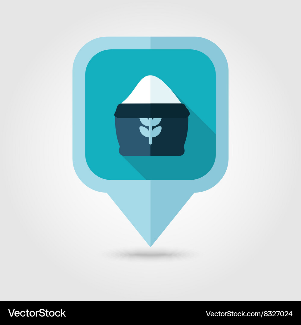 Sack of flour flat pin map icon pointer Vector Image