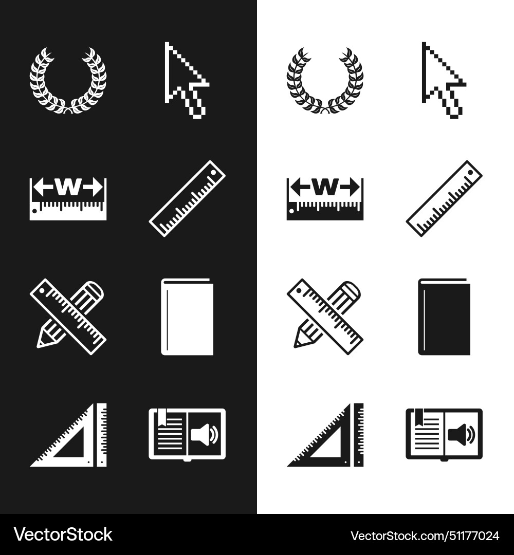 Set ruler measuring height and length laurel Set ruler measuring height and length laurel vector image