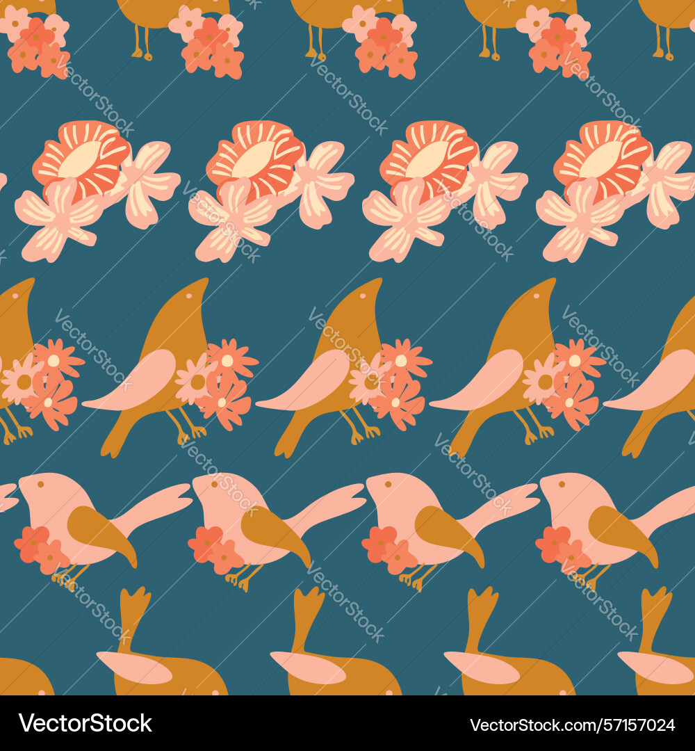 Whimsical seamless pattern with birds and bold Vector Image