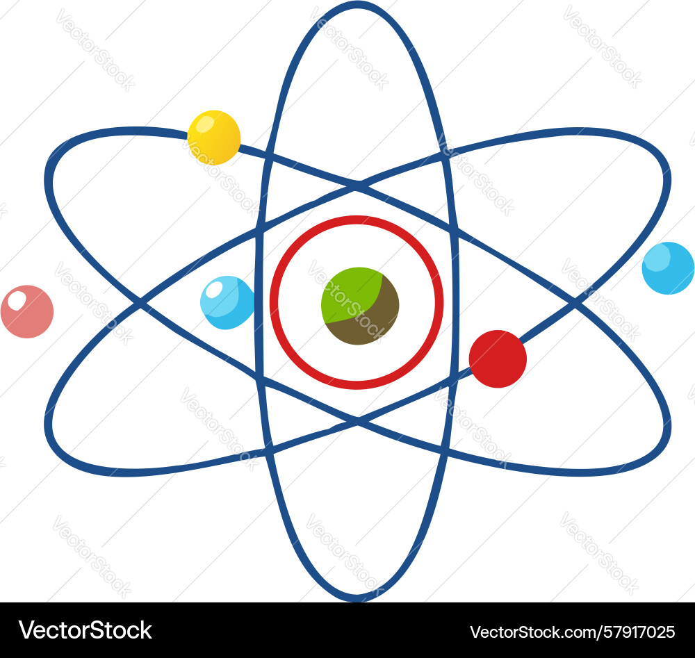 Complex atom icon with multiple orbiting electron Vector Image