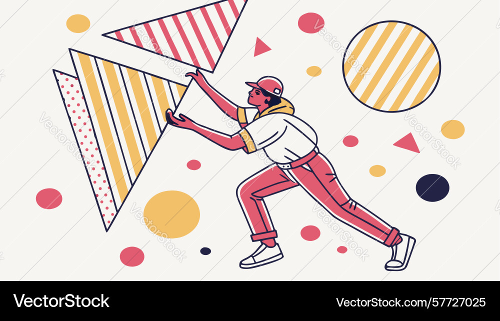 Dynamic abstract figure with geometric shapes Vector Image