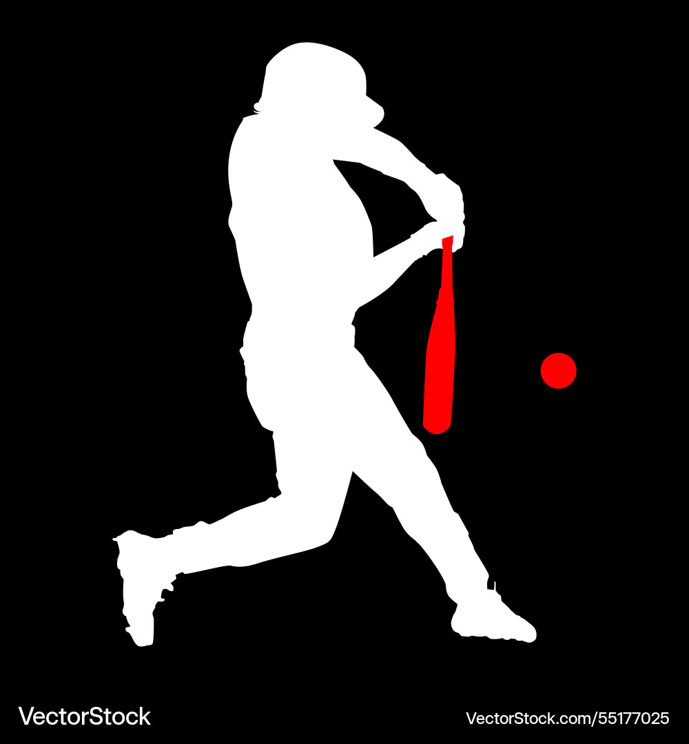 Dynamic silhouette of a baseball player in action Dynamic silhouette of a baseball player in action Vector Image