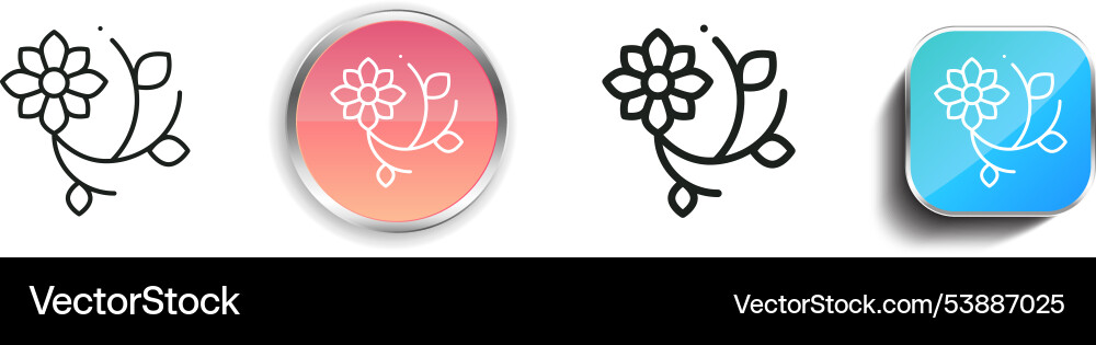 Floral design icon thin linear regular and button Vector Image
