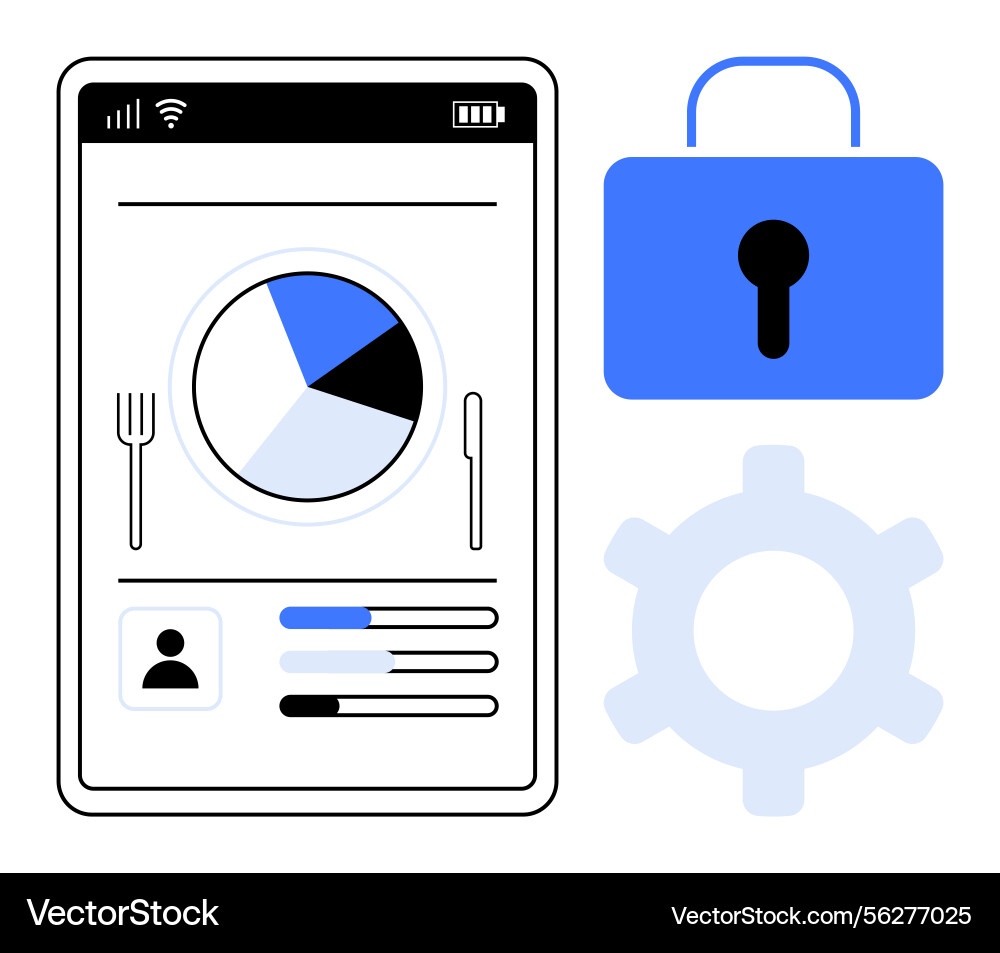 Mobile analytics dashboard with pie chart user Mobile analytics dashboard with pie chart user vector image