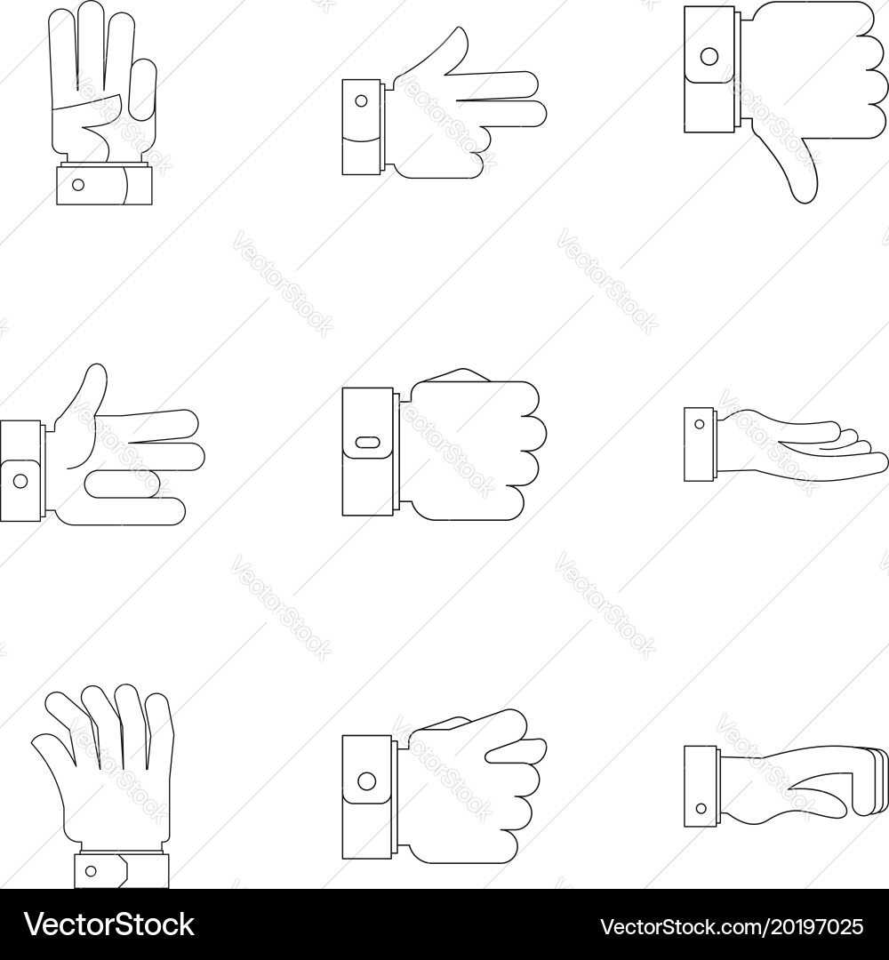 Motion flow icons set outline style Vector Image
