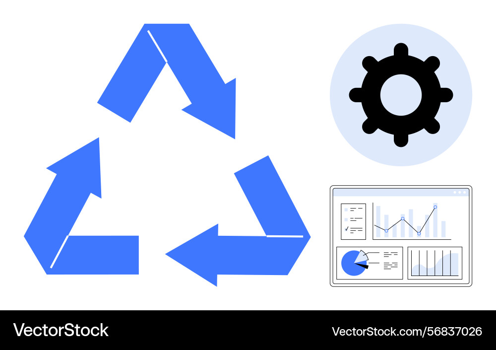 Circular workflow integration with data analytics vector image