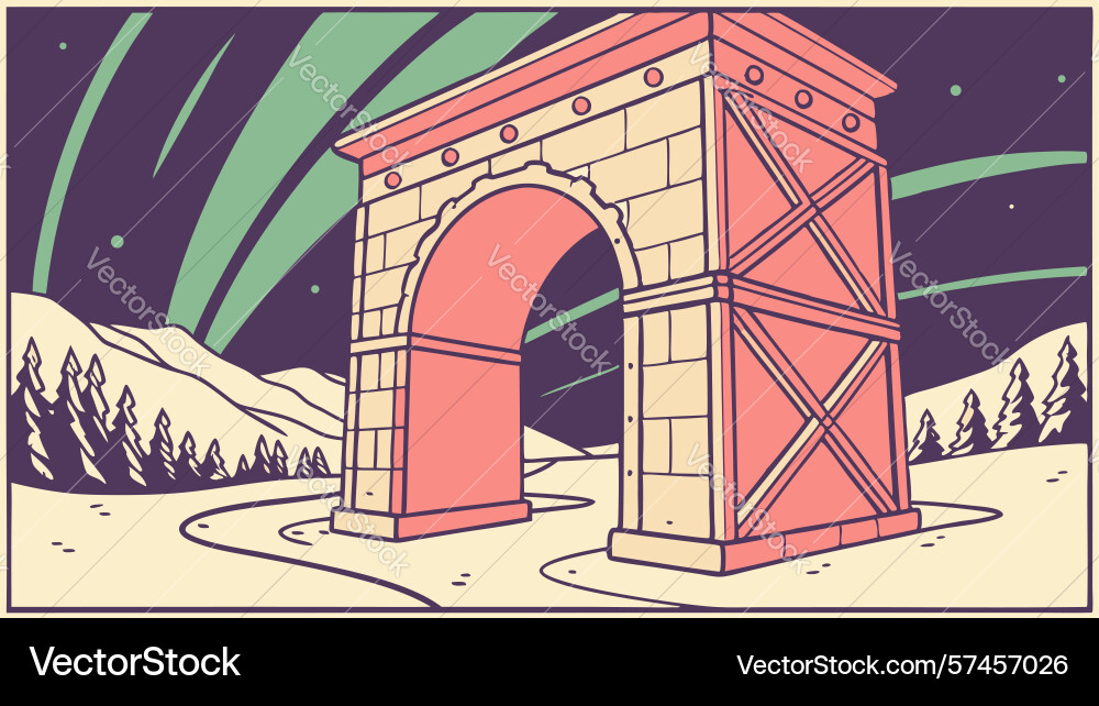 Colorful archway abstract structure in a dynamic vector image