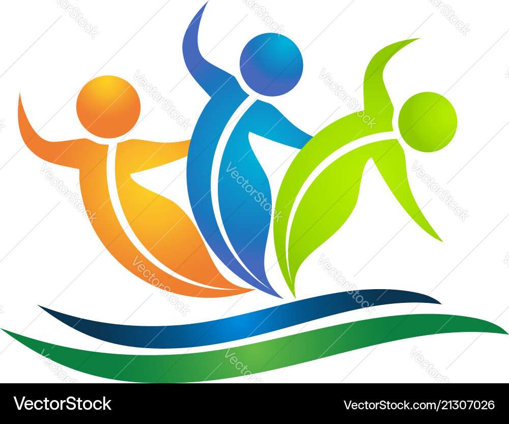Dancing team of swooshes leafs figures logo Dancing team of swooshes leafs figures logo vector image