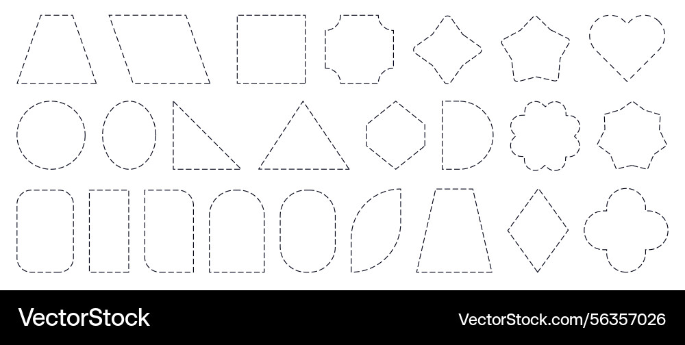 Dashed line frames dash dotted square circle Dashed line frames dash dotted square circle vector image