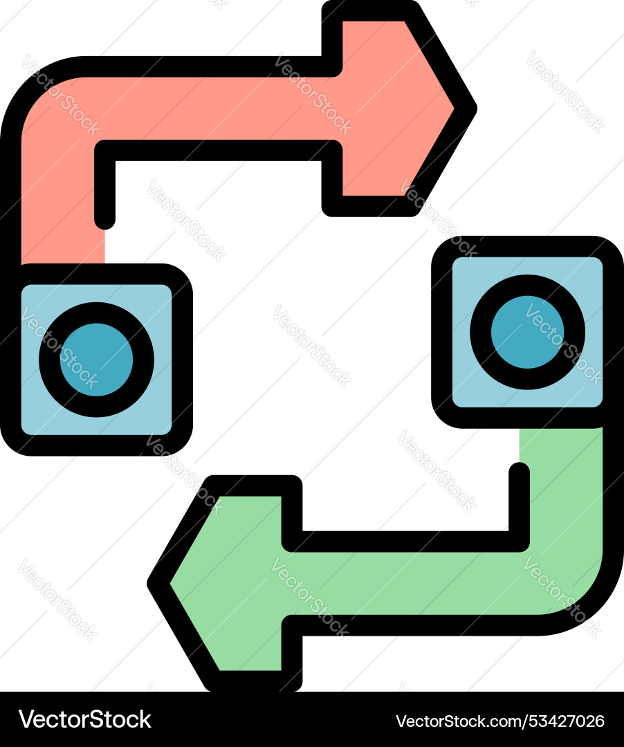 Data exchange between two devices using arrows vector image