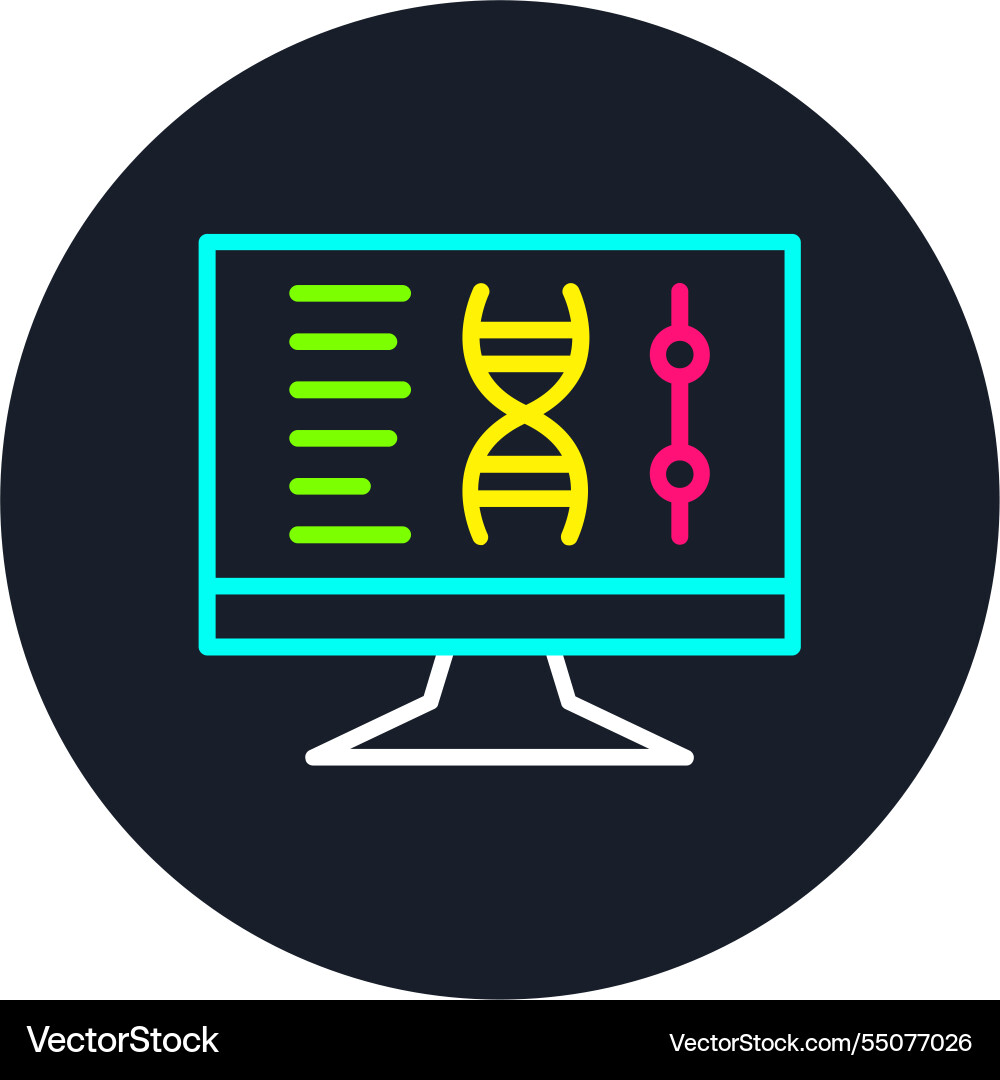 Dna computing line multi color icon vector image