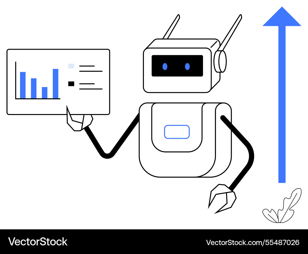 Robotic automation driving growth with data Robotic automation driving growth with data vector image