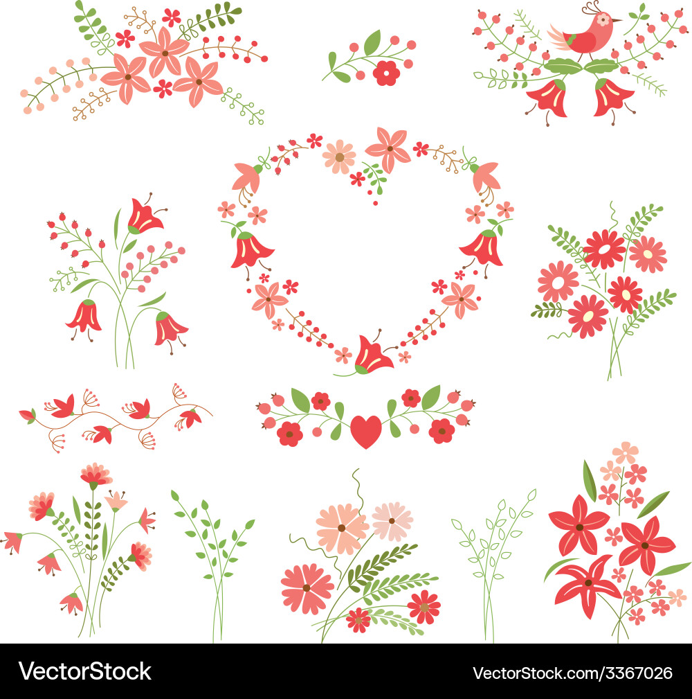 Romantic Floral Elements Vector Image
