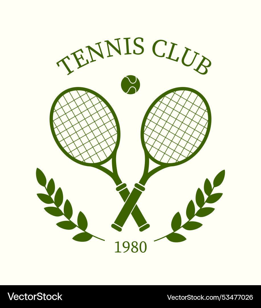Tennis Club Logo - Rackets & Ball Vector Image
