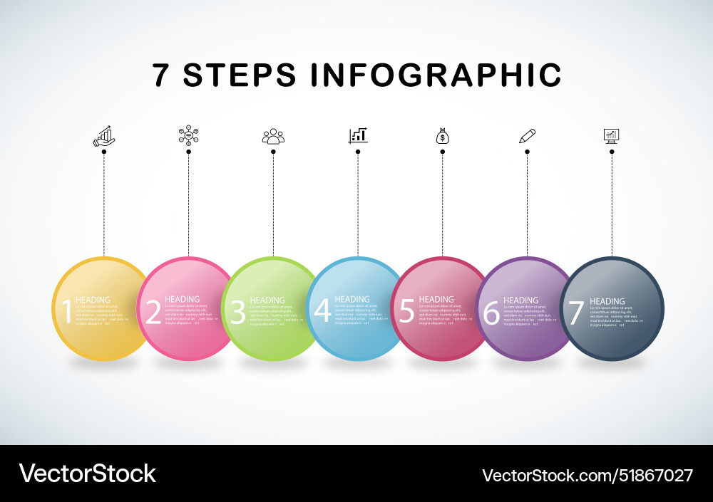 7 steps circular infographic – Free Vector | VectorStock