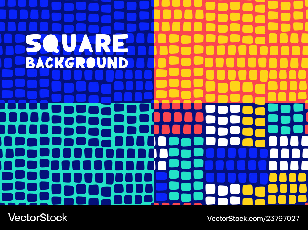 Abstract geometric square pattern background set vector image