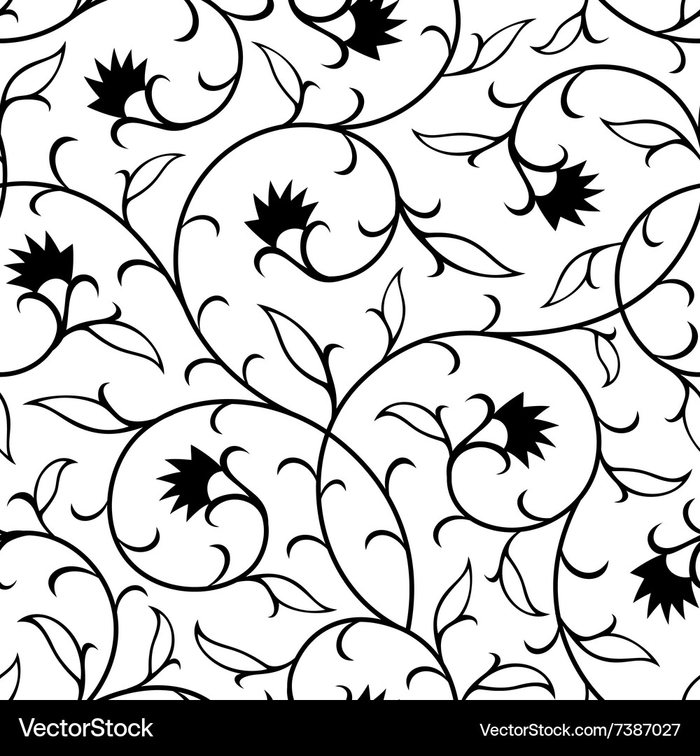 Black Floral Seamless Pattern – Royalty-Free Vector | VectorStock