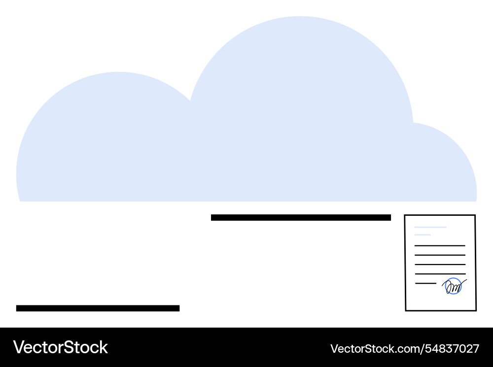 Cloud storage with digital document and signature Vector Image