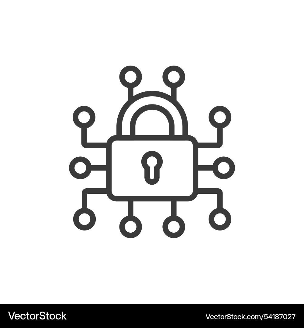 Digital lock icon in line design Digital lock icon in line design vector image