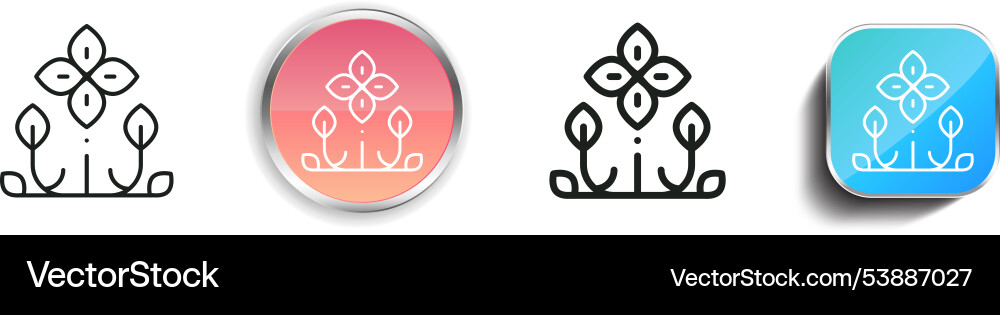 Floral design icon thin linear regular and button Vector Image