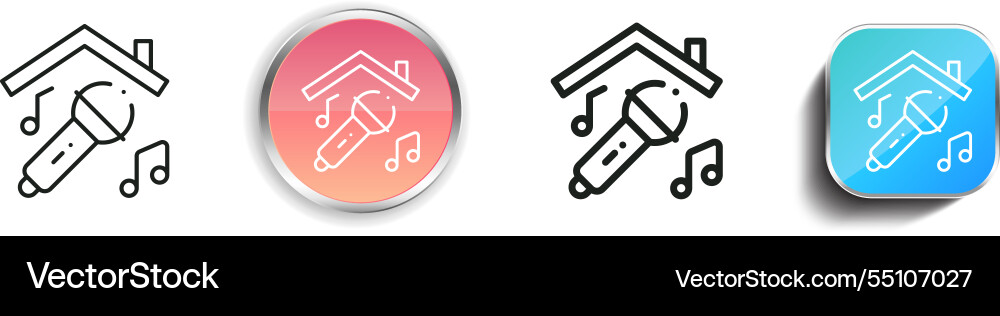 Karaoke icon thin linear regular and button style vector image