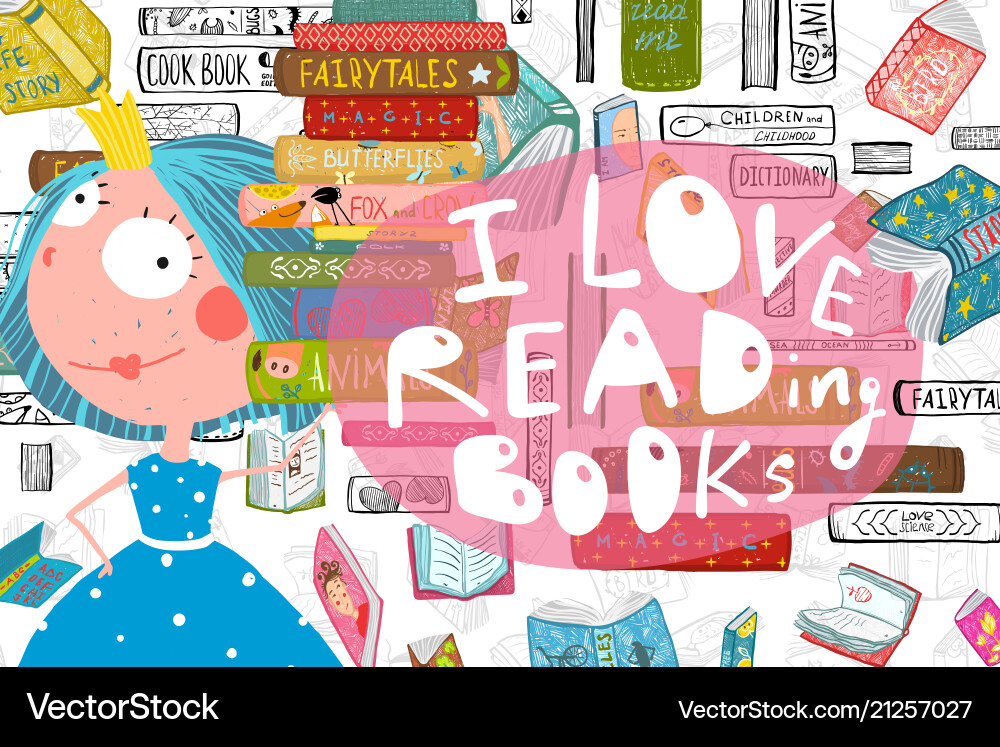 Lesen und studieren Design mit kleine Prinzessin Mädchen Lesen und studieren Design mit kleine Prinzessin Mädchen vektorbild
