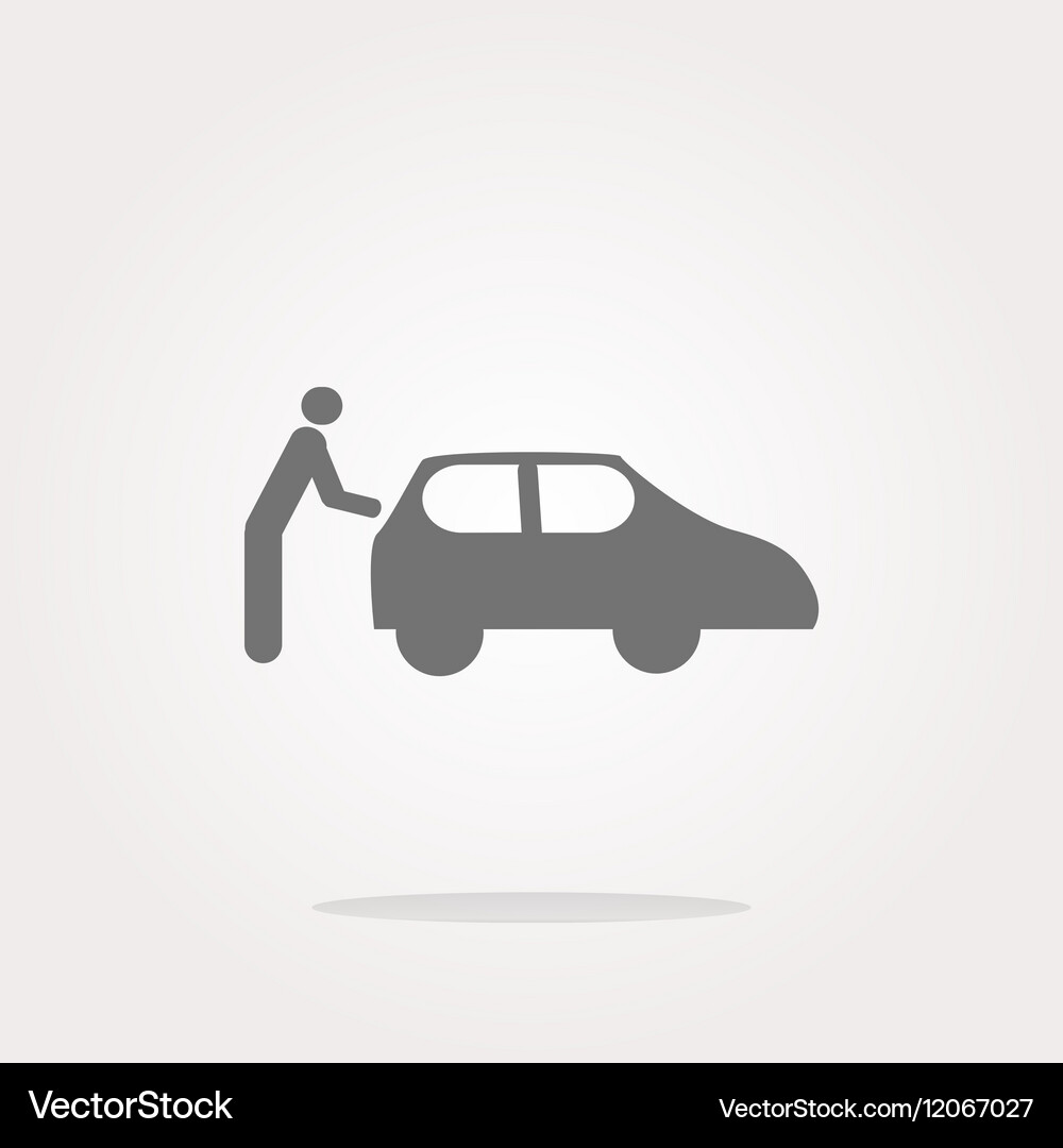 Man and car on web icon button isolated Vector Image