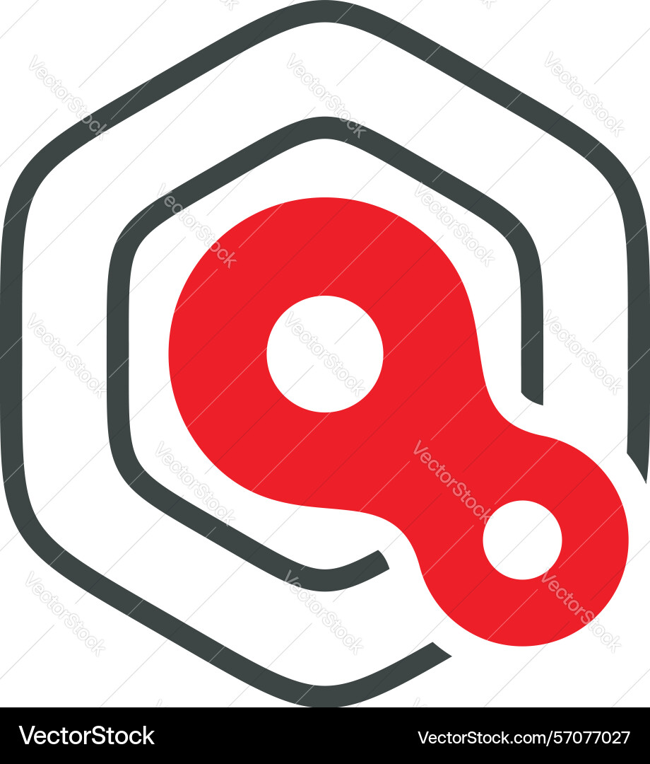 Q letter loop hexagon shape logo template design vector image