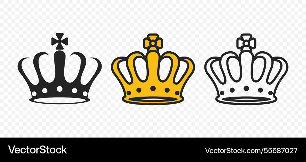 Royal Crown Icons - Flat Style Vector Image