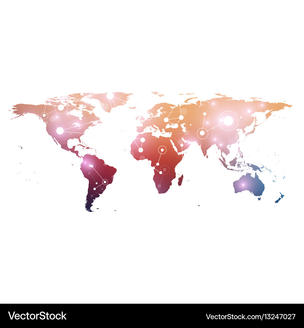 World map with global technology networking Vector Image