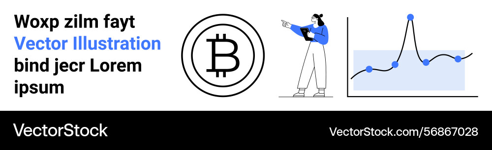 Bitcoin concept with graph person pointing Bitcoin concept with graph person pointing vector image