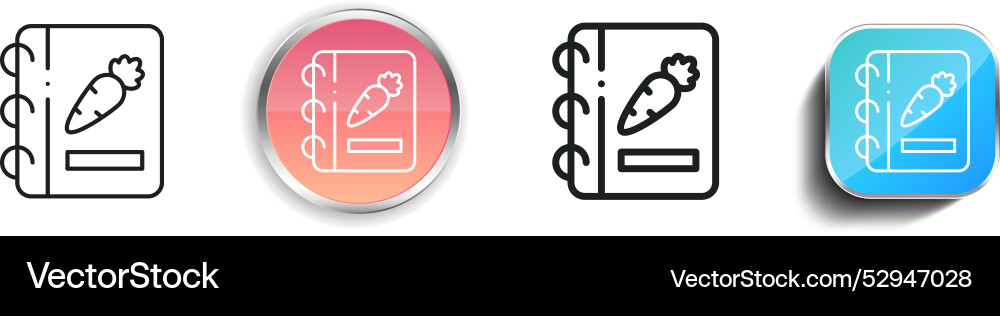 Cookbook icon thin linear regular and button Cookbook icon thin linear regular and button vector image