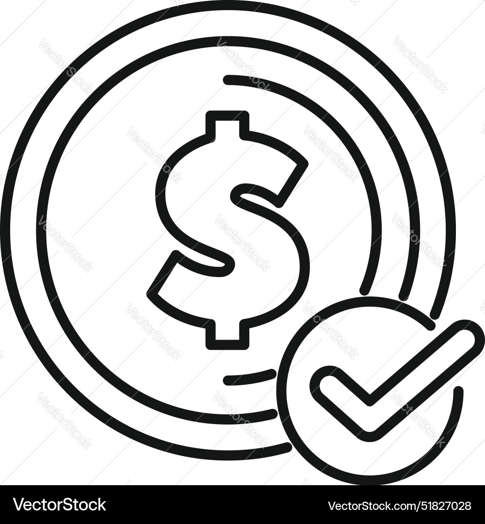 Dollar coin with check mark representing Dollar coin with check mark representing vector image