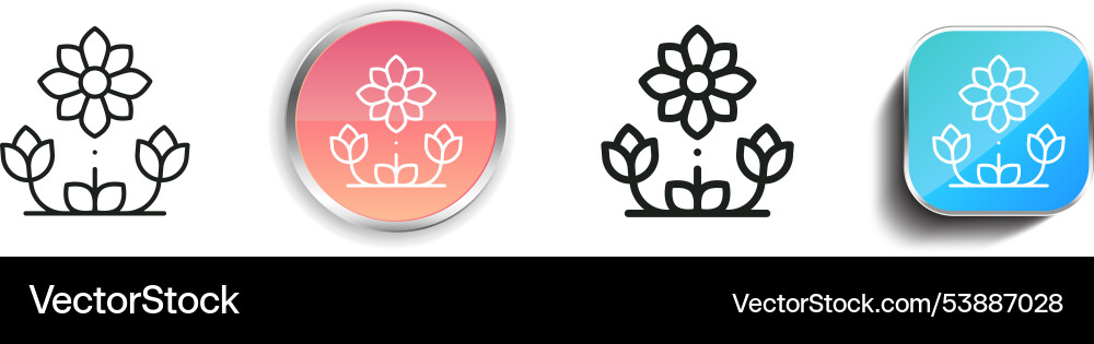 Floral design icon thin linear regular and button Floral design icon thin linear regular and button Vector Image