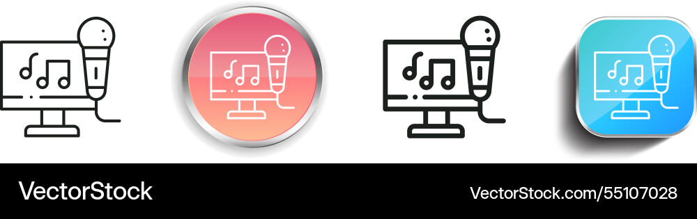 Karaoke icon thin linear regular and button style vector image