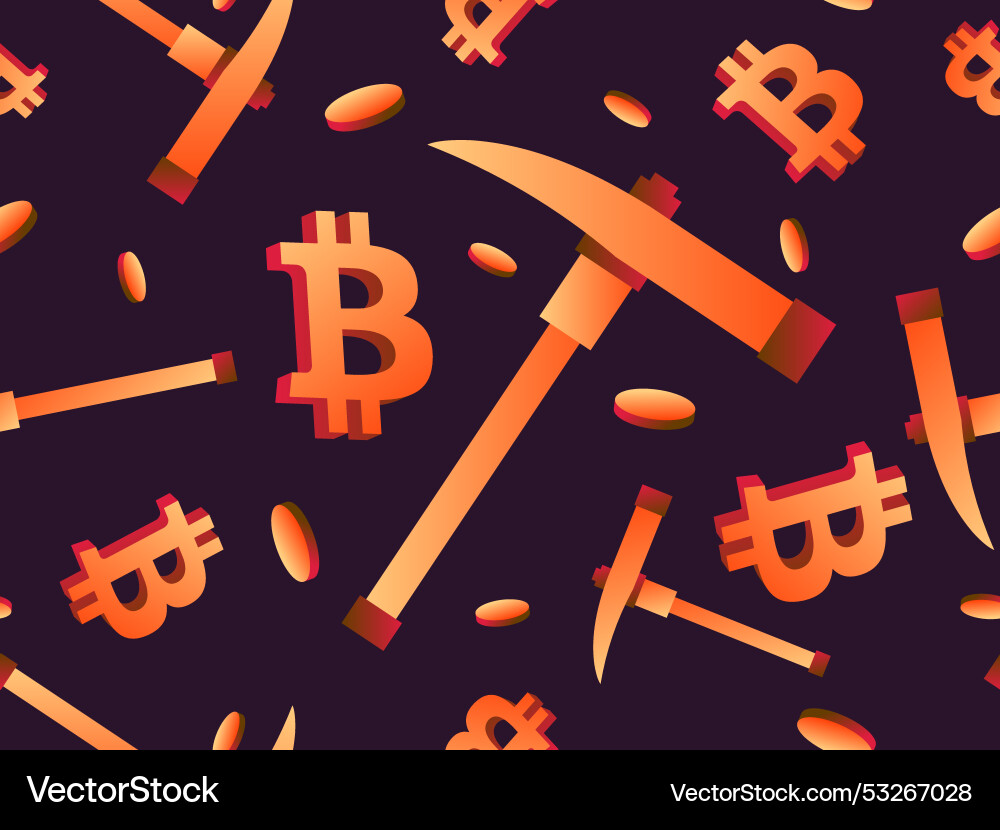 Seamless pattern with gradient bitcoin coins Seamless pattern with gradient bitcoin coins vector image