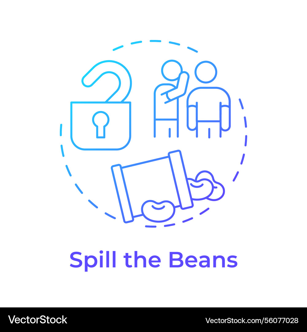 Spill the beans blue gradient concept icon Vector Image