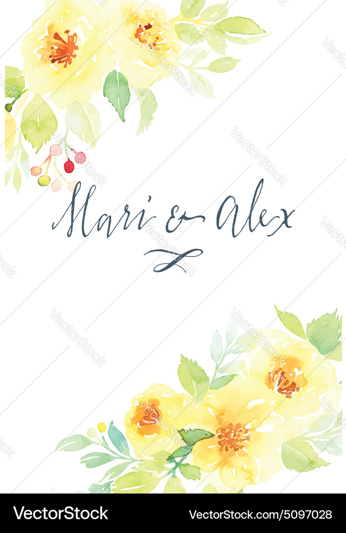 Watercolor greeting card flowers Vector Image