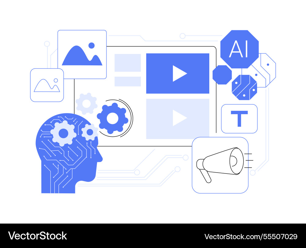 Ai-driven content creation abstract concept Vector Image