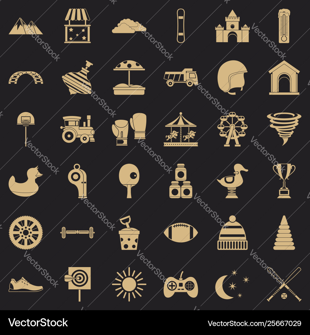 Children game icons set simple style Vector Image