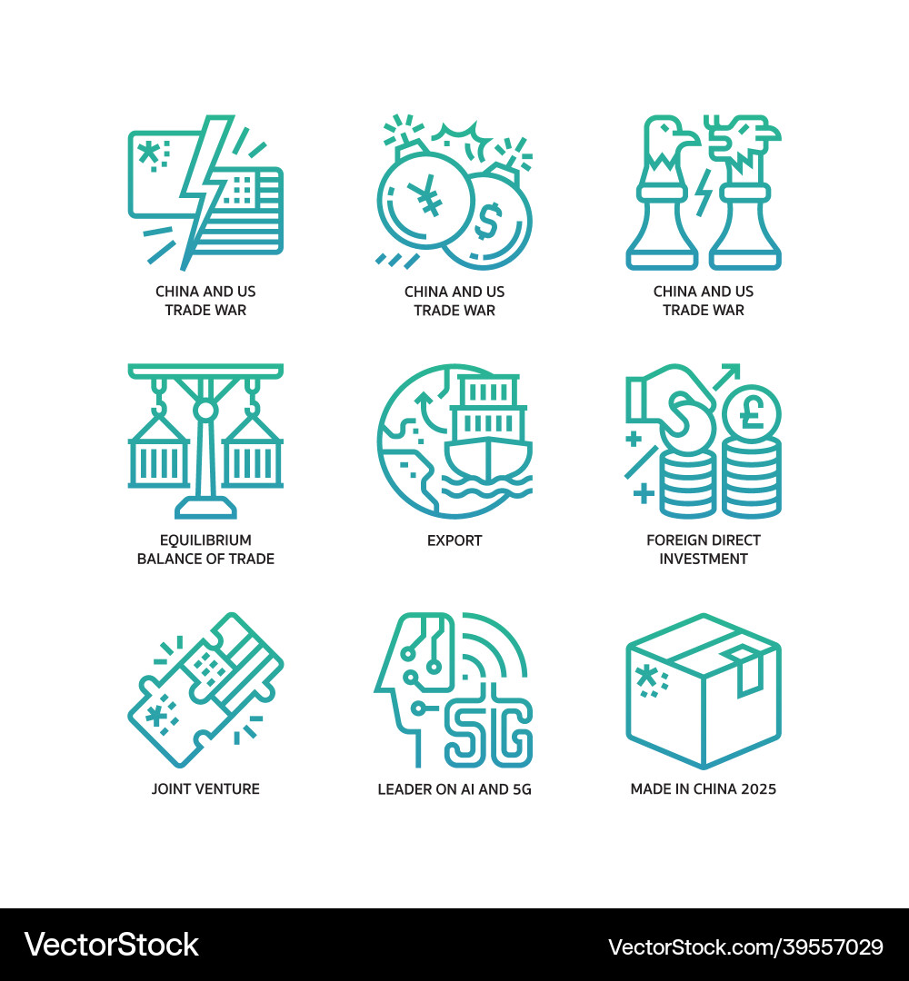 China And Us Trade War Icon Set Royalty Free Vector Image China And Us Trade War Icon Set Royalty Free Vector Image