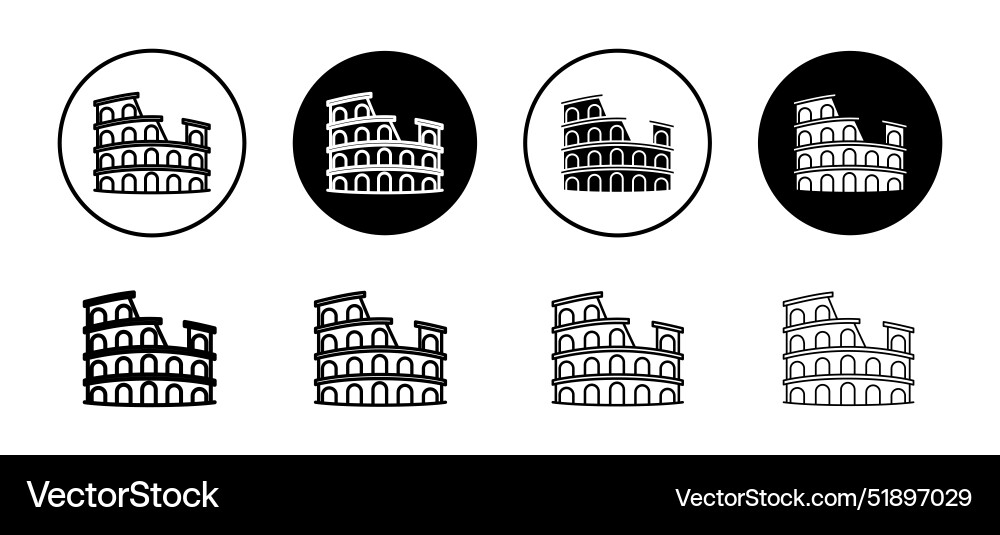 Colosseum icon set collection for web Colosseum icon set collection for web Vector Image