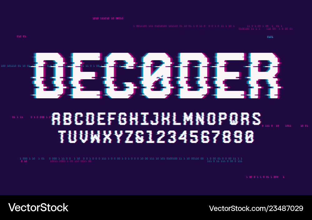Digital Glitch Font - Tech Style vector image