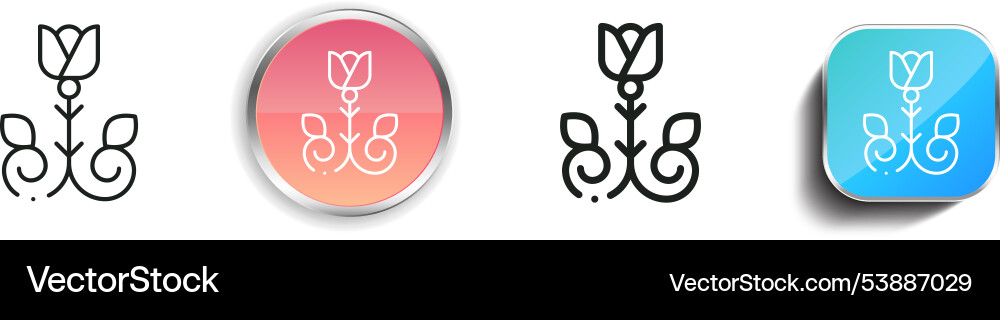Floral design icon thin linear regular and button Vector Image